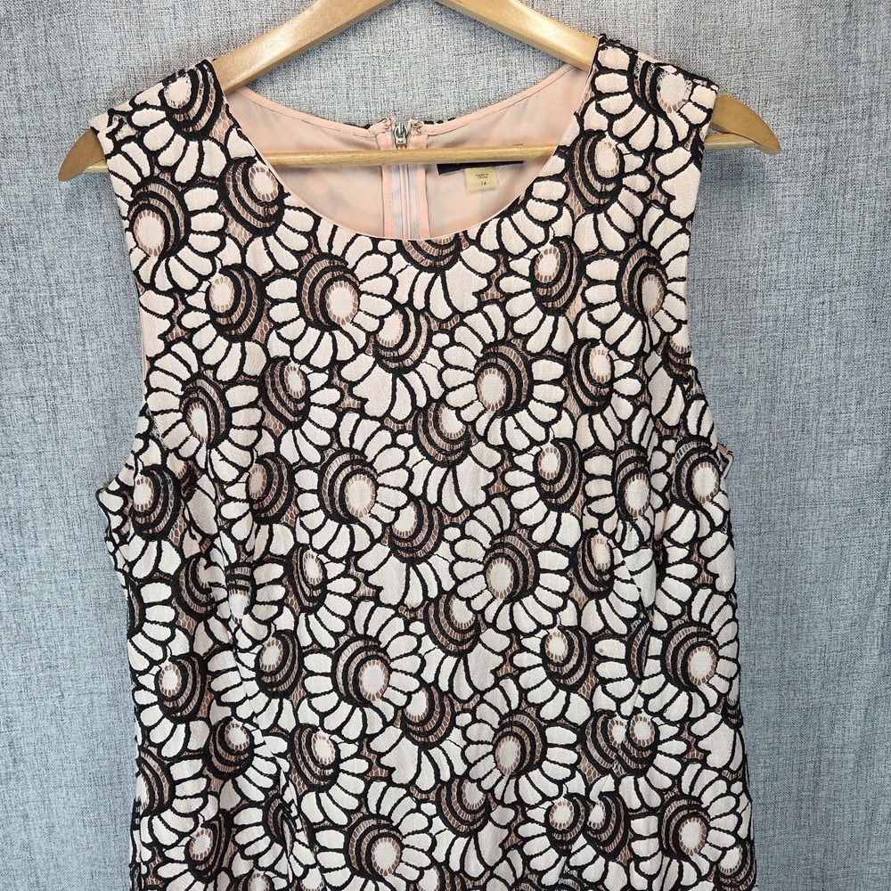 Tommy Hilfiger Women's SS Midi‎ Floral Lace Pink & Black Sz 14 Fit Flare